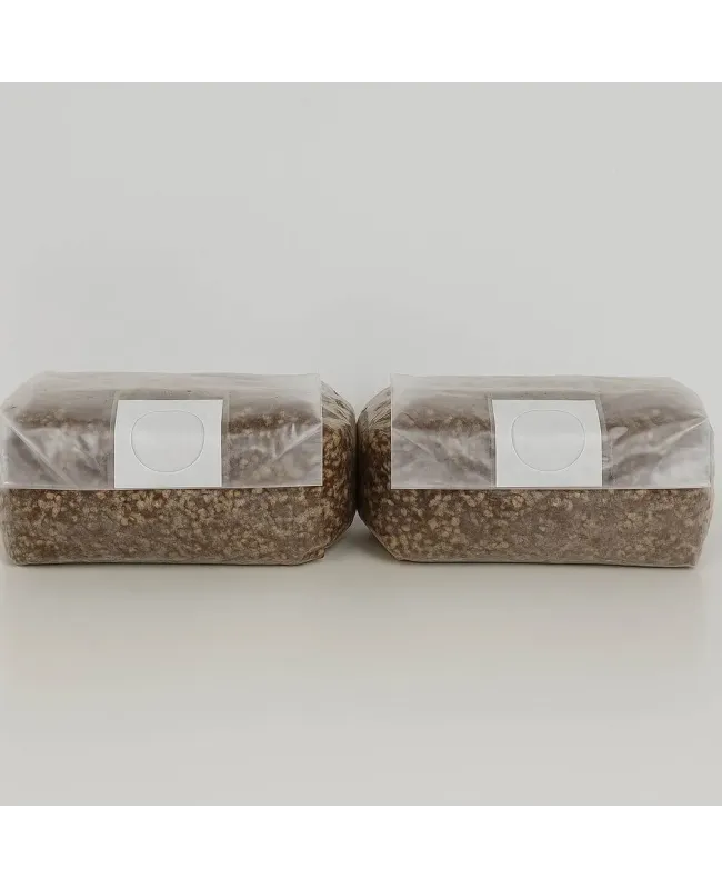 Pack de dos sustratos estériles de 1300 g cada uno. Preparados para micelio líquido. Ideal para cultivo casero de hongos comesti Pack de dos sustratos estériles de 1300 g cada uno. Preparados para micelio líquido. Ideal para cultivo casero de hongos comesti